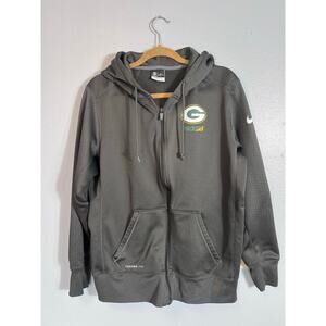 Green Bay Packers NFL Nike Full Zip Hoodie Sweatshirt Jacket Mens L Dark Gray